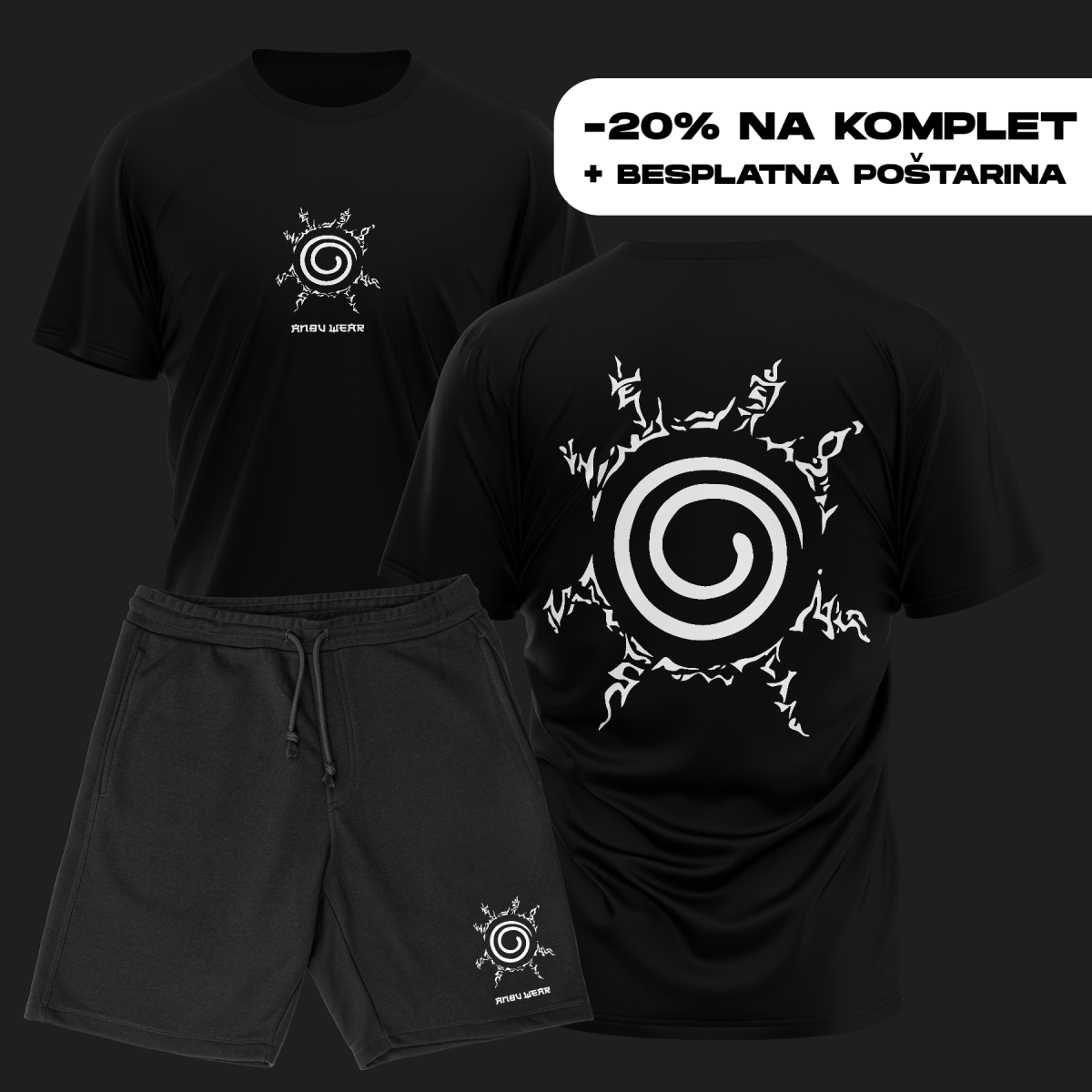 Naruto P139 Komplet Majica + Šorc - Anbu Clothing Brand Anime garderoba shop