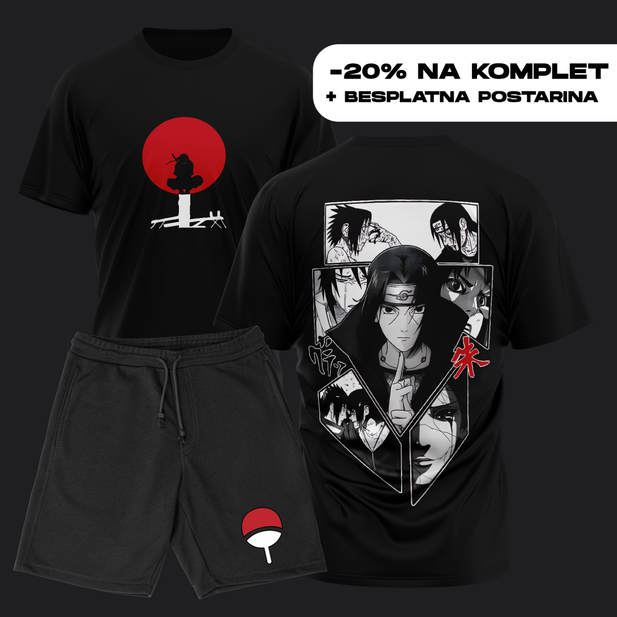 Naruto P48 Print Komplet Majica + Šorc - Anbu Clothing Brand Anime garderoba shop